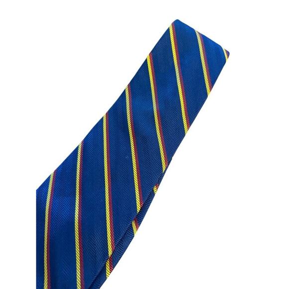 Brooks Brothers Makers USA Made Diagonal Striped Blue Neck Tie Silk Herringbone - Picture 7 of 12